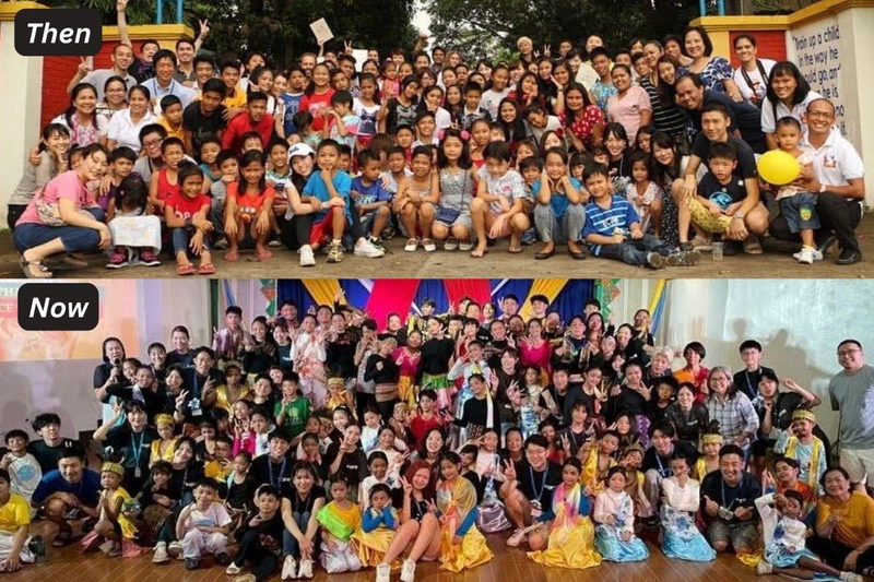 Reeracoen, +one and CMSP participants with children during the 2026 +one visit to CMSP Children’s Village in the Philippines.