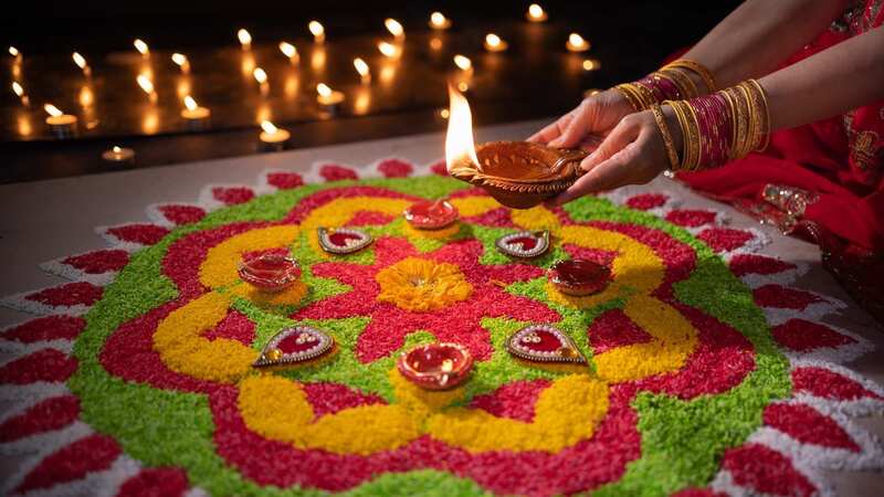 Traditional Diya Lamps lit during Diwali celebration