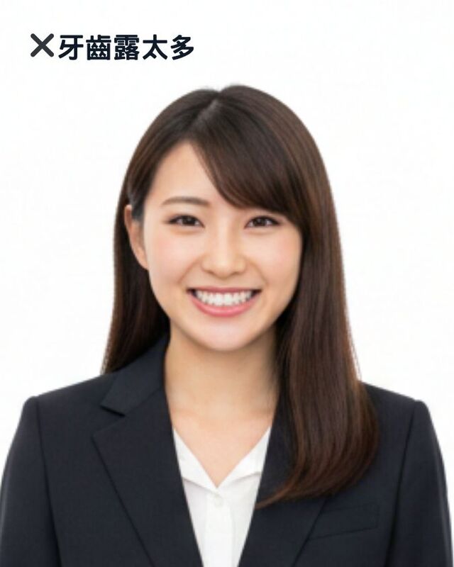 牙齒露太多的不合格證件照